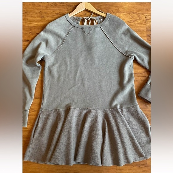 Free People Like That Peplum Fleece Sweatshirt mini Dress - Picture 2 of 15